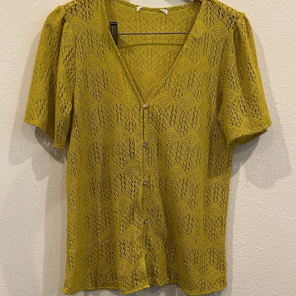 Michael Kors knit V-Neck Button Front Top